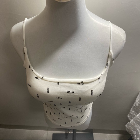 Miu Miu White Logo Print Camisole - Picture 5 of 6